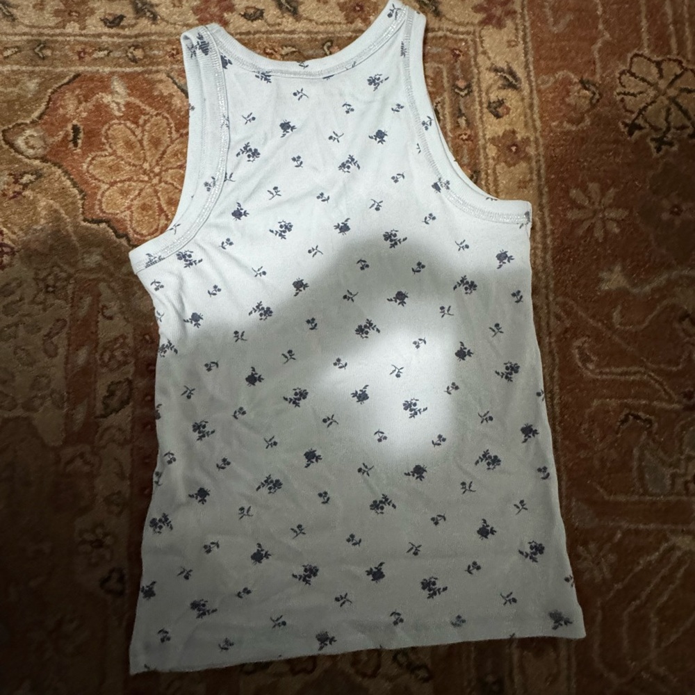 Abercrombie Kids White and Blue Floral Tank Top